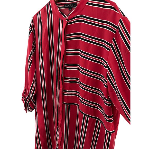 Eloquii Plus Striped Long Tie Cuff Sleeve Stripe Dress Red Black Size 22 - Picture 6 of 9